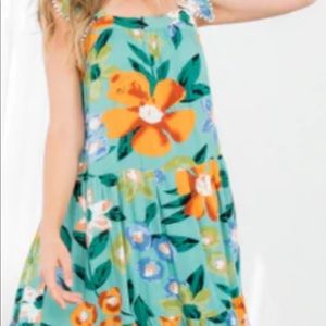 THML summer resort wear tropical midi flutter sleeve dress size medium